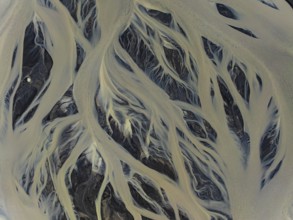 River, river course, river delta, wild river, branched, aerial view, South Iceland, Iceland