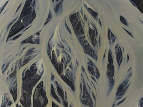 River, river course, river delta, wild river, branched, aerial view, South Iceland, Iceland