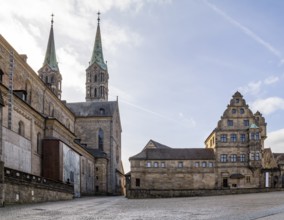 Old town scenery around the Domplatz in Bamberg, a town in Bavaria