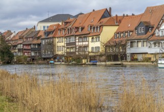 Idyllic riverside scenery in Bamberg, a town in Upper Franconia, Germany