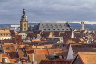 High angle view of Bamberg, a town in Upper Franconia in Bavaria, Germany