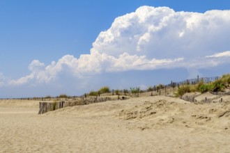 Sunny scenery at the Espiguette Beach in southern France