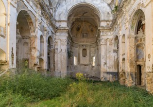 Church detail in Bussana Vecchia, a former ghost town of the Liguria region in Italy