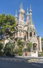 Russian style Orthodox Church in Sanremo, a city and comune on the mediterranean coast of Liguria