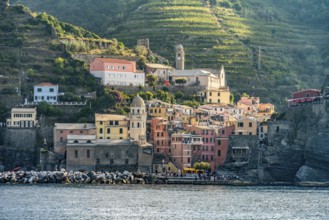 Scenery around Vernazza, a small town at a coastal area named Cinque Terre in Liguria, located in
