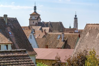 High angle view of Rothenburg ob der Tauber, a town in Middle Franconia in Bavaria, Germany
