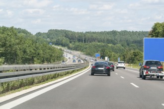 Scenery on a german motorway in sunny summer ambiance