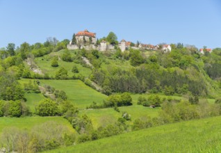 Idyllic spring time scenery in Hohenlohe including the Stetten castle in Southern Germany