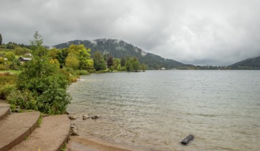 Waterside scenery around Gerardmer in France, a commune in the Vosges department in Grand Est in
