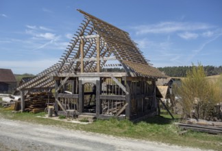 Medieval housing scenery in sunny ambiance at early spring time