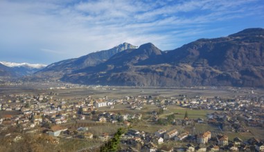 Sunny scenery around lana, a city in South Tyrol at winter time