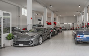 Luxury car garage seen in Monte Carlo in Monaco, a sovereign city-state and microstate on the