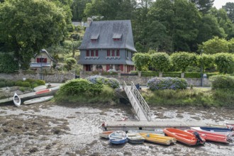 Waterside scenery at Pont-Aven, a commune in the Finistere department of Brittany in northwestern