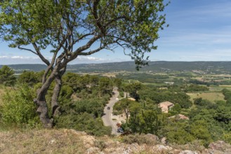 Aerial impression around Roussillon, a commune in the Vaucluse department of the Provence region in