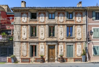 House facade in Fontaine-de-Vaucluse, a commune near a same named spring in the southeastern French