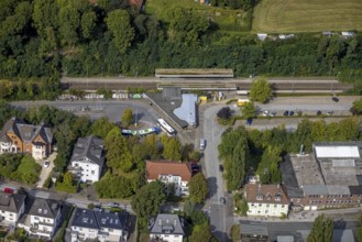 Aerial view, Gevelsberg main station in Gevelsberg, Ruhr area, North Rhine-Westphalia, Germany,