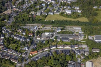 Aerial view, Gevelsberg main station in Gevelsberg, Ruhr area, North Rhine-Westphalia, Germany,