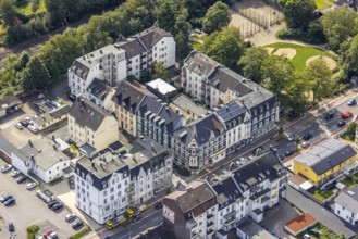 Aerial view, residential buildings at the corner of Hagener Straße and Talstraße in the district In