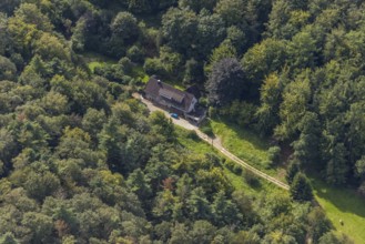 Aerial view, residential building Friedhofstraße in Gevelsberger Stadtwald in Gevelsberg, Ruhr