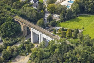 Aerial view, renovation of the disused railway viaduct Stefansbachtal in the district Klostermark