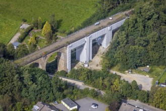 Aerial view, renovation of the disused railway viaduct Stefansbachtal in the district Klostermark