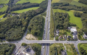Aerial view, New bridge of the Eichholzstraße over the motorway A1 in the district Silschede in