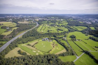 Aerial view, golf course Gut Berge in the district Berge in Gevelsberg, Ruhr area, North