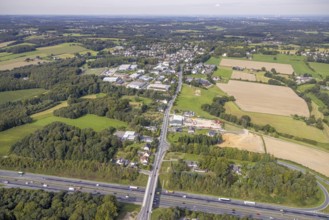 Aerial view, New bridge of Eichholzstraße over the A1 motorway and planned construction area