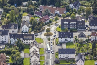 Aerial view, green roundabout Haßlinghauser Straße, Clemens-Bertram-Straße and In den Weiden in the