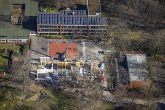 Aerial photo, Brauck school centre, construction site at the Erich Fried School, Erich Fried Park,