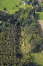 Aerial view, Krabbenheider Bach in the forest in the district Asbeck in Gevelsberg, Ruhr area,