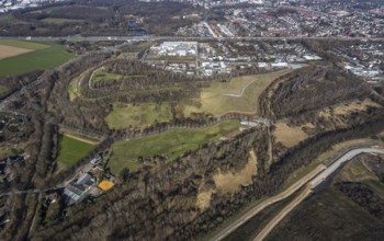 Aerial view, Moltke slagheap, industrial estate Europastrasse, Brauck, Gladbeck, Ruhr area, North