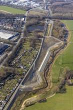 Aerial view, construction site at the Boye, allotment garden association An der Boye, Brauck,