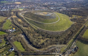 Aerial view, Mottbruchhalde, construction site for wind turbine, wind power plant, Brauck,