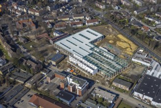 Aerial view, construction site of planned DIY store at Krusenkamp, former sports field, Zweckel,