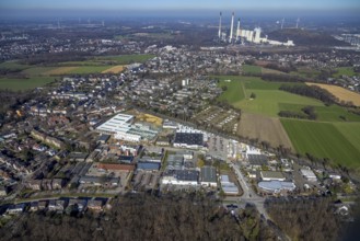 Aerial view, construction site of planned DIY store at Krusenkamp, former sports field, Zweckel,