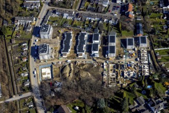 Aerial view, construction site, new development area at Rosenhügel, Alter Sportplatz,