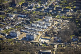 Aerial view, construction site, new development area at Rosenhügel, Alter Sportplatz,