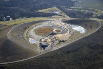 Aerial view, Mottbruchhalde, construction site for wind turbine, wind power plant, Brauck,