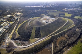 Aerial view, Mottbruchhalde, construction site for wind turbine, wind power plant, Brauck,