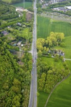 Aerial view, Essener Straße, federal road B224 renaturalisation river Boye, Brauck, Gladbeck, Ruhr