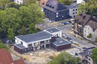 Aerial view, construction site of new kindergarten at Christus Kirche, former Bonhoeffer-Haus,