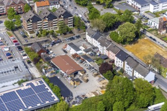 Aerial view, building materials store and construction site Glückauf-Center, planned refurbishment