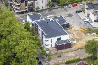 Aerial view, construction site of new kindergarten at Christus Kirche, former Bonhoeffer-Haus,