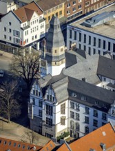 Aerial view, town hall with tower, Gladbeck, Ruhr area, North Rhine-Westphalia, Germany, old town