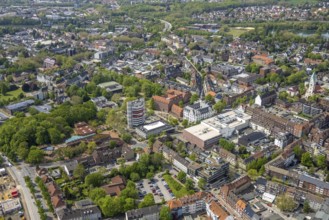 Aerial view, City Hall Gladbeck, Sparkasse Tower, Hoch10 office building, Viktoria-Quartier, city