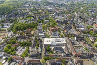 Aerial view, City Hall Gladbeck, Sparkasse Tower, Hoch10 office building, Viktoria-Quartier, city
