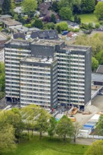 Aerial view, planned demolition high-rise business centre Rentfort-Nord, Schwechater Straße,