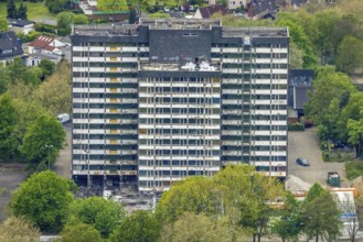 Aerial view, planned demolition high-rise business centre Rentfort-Nord, Schwechater Straße,