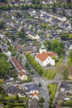 Aerial view, catholic Christus König church, Rentfort, Gladbeck, Ruhr area, North Rhine-Westphalia,